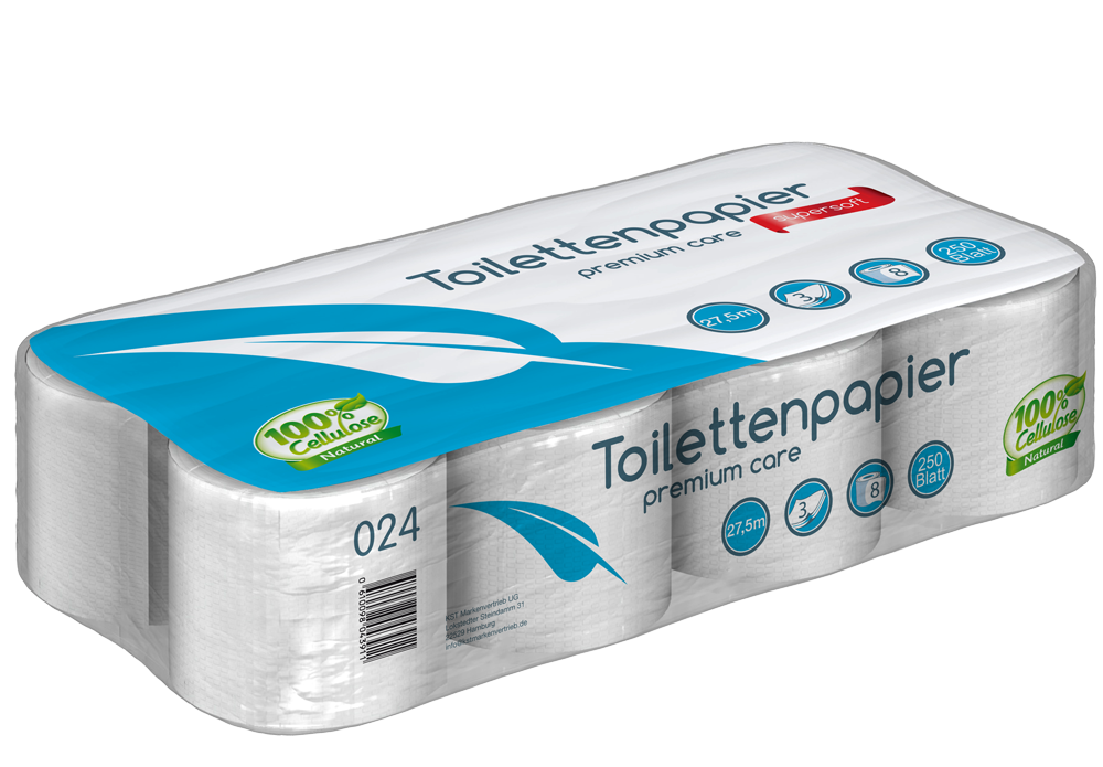 Toilet paper, 3-ply (1 pack of 8 rolls)