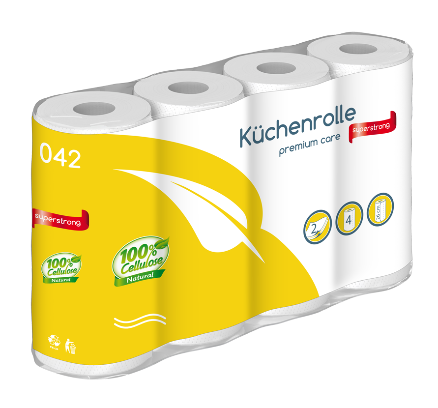 Paper towels - 2 layers (1 pack of 4 rolls)