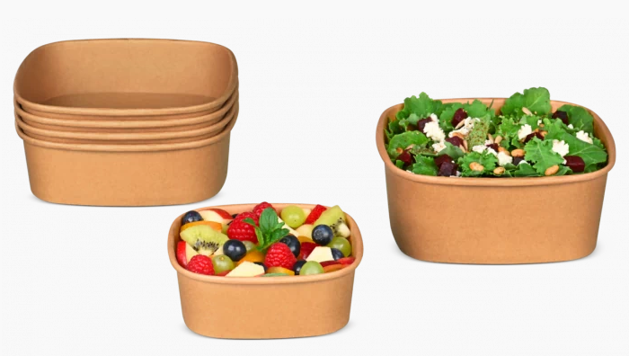 L436.100 / Schale aus Karton braun eckig, 170×170×70 mm, 1000 ml