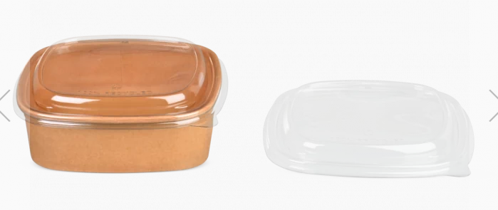 L436.002 / rPET-Deckel eckig, 170×170×19 mm, zu Schale aus Karton braun eckig