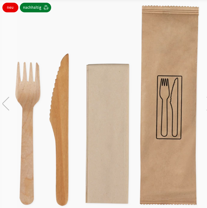 L360.610 / Holz-Besteckset gewachst, 3-teilig, Messer, Gabel, Serviette